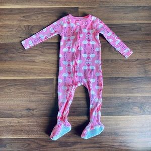 NWT The Childrens Place Flamingo Reindeer Girl Christmas Footed Sleeper Pajamas